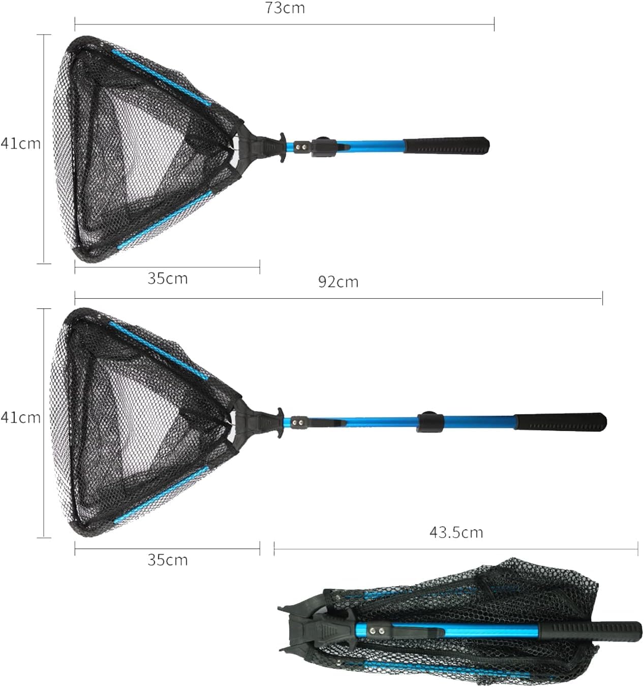Filet de pêche, Manche télescopique Pliable et Pliable, Filet en Nylon Durable pour Une pêche ou Une Remise à l'eau en Toute sécurité - 92 cm
