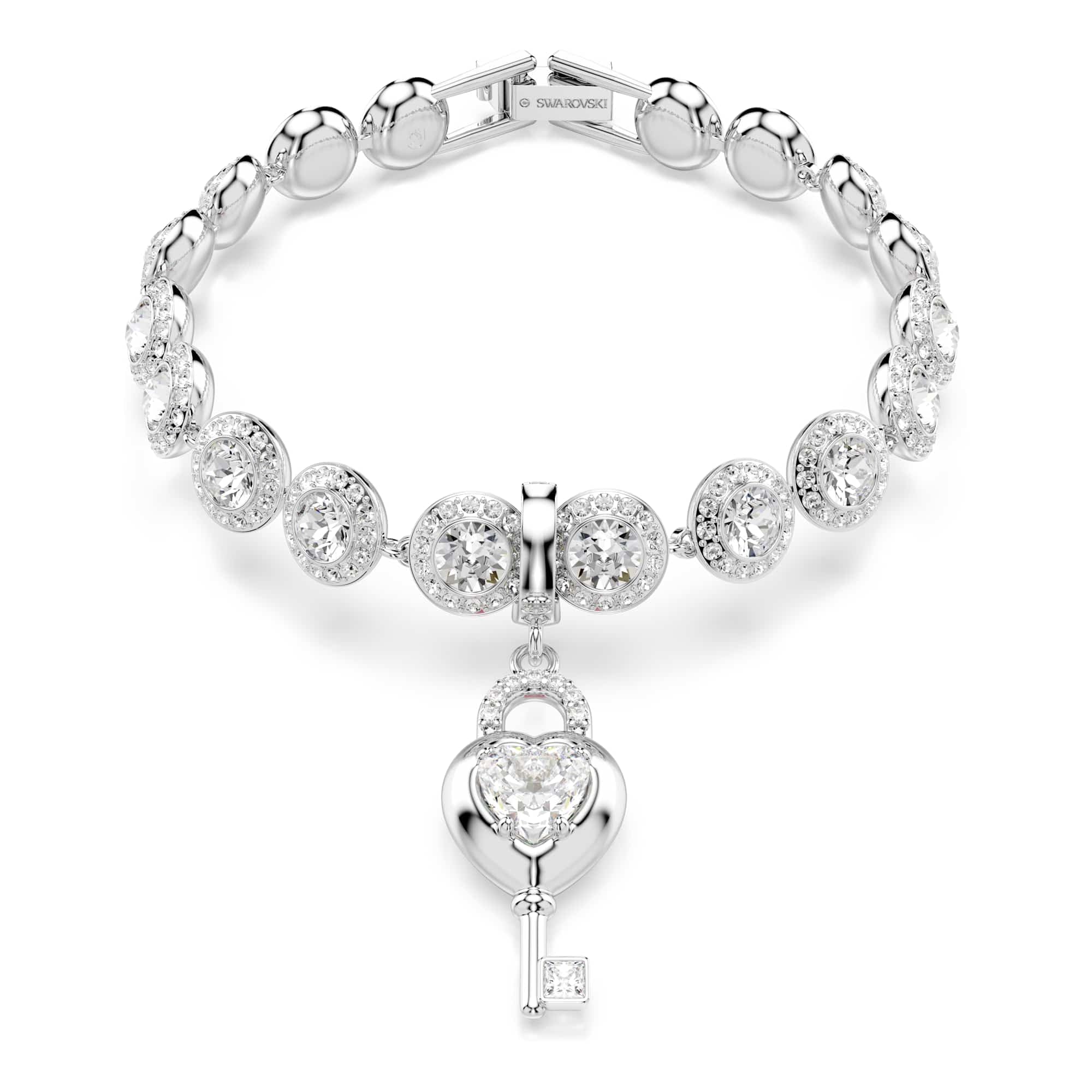 Swarovski Idyllia Collection Bracelet jonc, Tailles mixtes, Cœur, Rose, Finition métal mixte