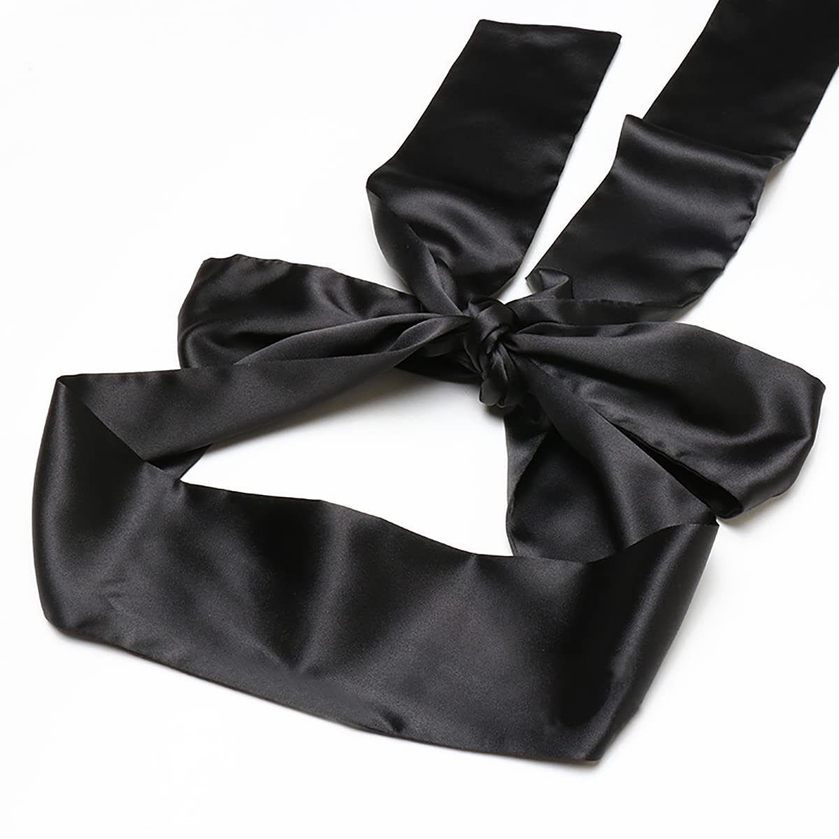2 Pezzi Maschera di Sonno in Raso Copri Occhi Mascherina per Occhi per Donna e Uomo, Benda Occhi per Viaggio e Dormire - Nero
