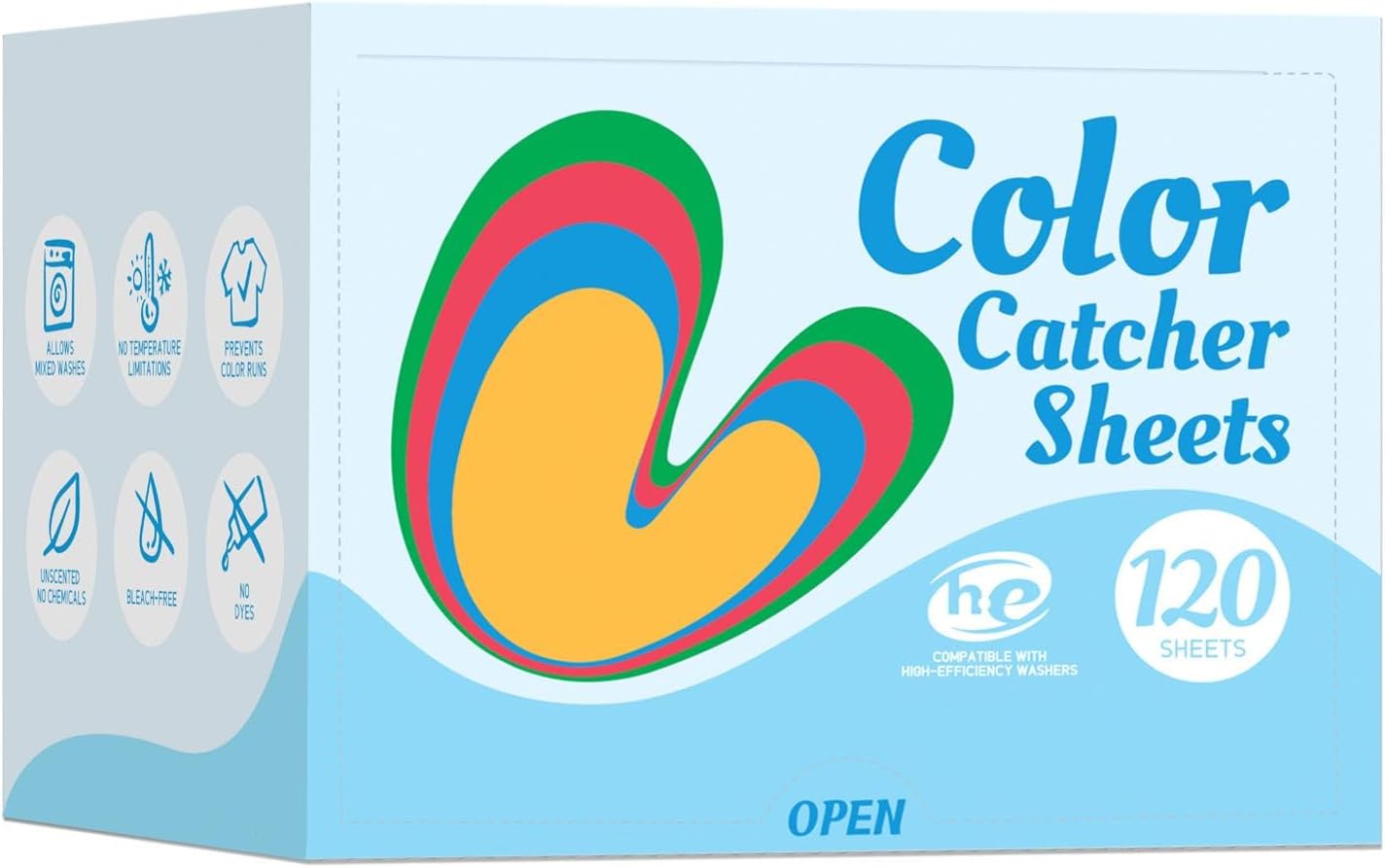 Color Catchers for Laundry – Color Grabber Sheets to Prevent Color Runs, Dye Catchers for Home Use, Fregrance Free Color Guard for Apartment Dorm Hotel (120 Count 1 Pack)
