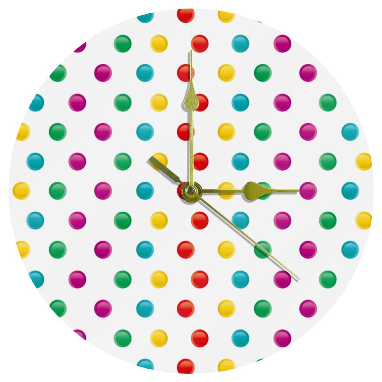Horloge murale en acrylique haut de gamme au design épuré à pois colorés