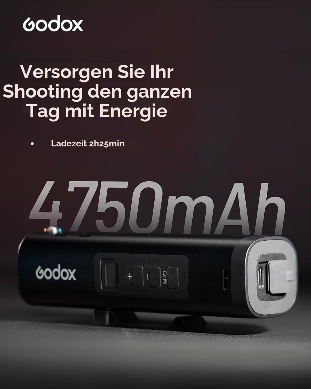 Godox FL15Bi Handheld Bi-Color LED-Videoleuchte, 2800K-6500K, 25600 Lux @0.5m, CRI 97 TLCI 98, 4750mAh USB-C wiederaufladbar, 11 FX, App-Steuerung, IP54, für Video Portrait Content Creation