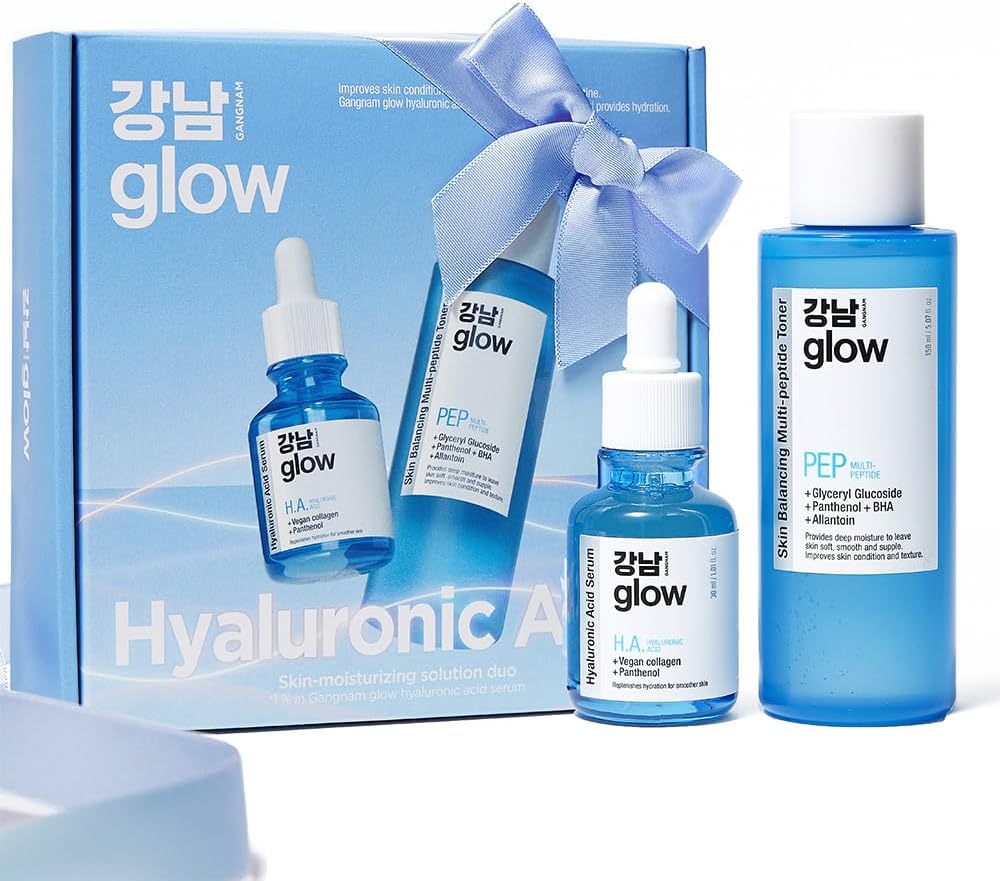 Skin-Moisturizing Solution Duo - Multi-Peptide Toner for Face 5.07fl oz & Hyaluronic Acid Serum 1.01fl oz I Korean Skincare I Special Gifts for Women