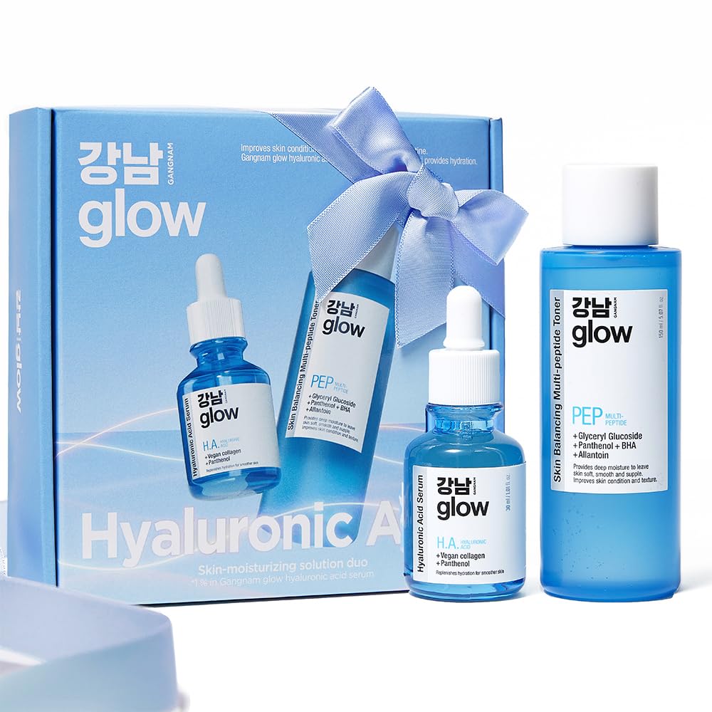 Skin-Moisturizing Solution Duo - Multi-Peptide Toner for Face 5.07fl oz & Hyaluronic Acid Serum 1.01fl oz I Korean Skincare I Special Gifts for Women