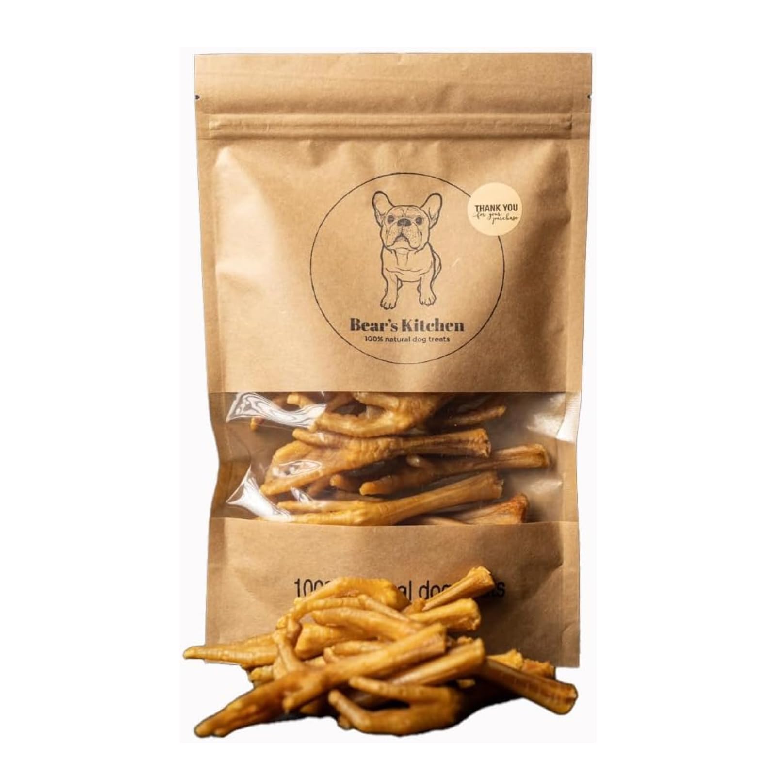 Bear’s Kitchen Premium Quality Chicken Feet 250g Natural Dog Treats Chews | Tasty dog treats | For Cleaner Teeth & Strong Chewing Muscles | Rich in protein