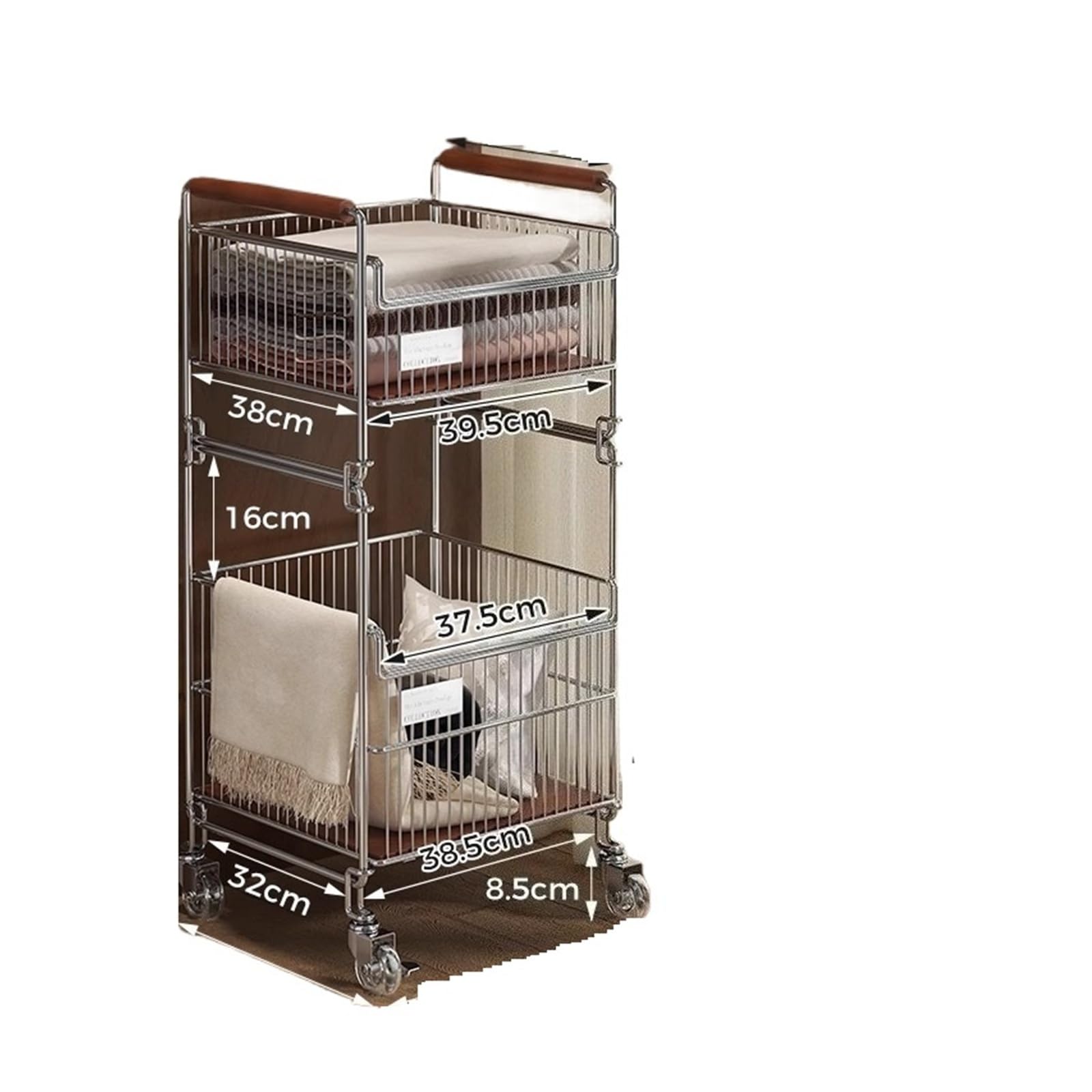 Roller laundry basket Laundry Basket Large Hamper Dirty Clothes Baskets Storage(2 Layers)