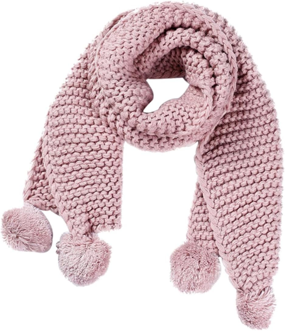 Veemoon Boys and Girls Scarf Winter Knit Fuzzy Ball Scarf for Boys Girls Woolen