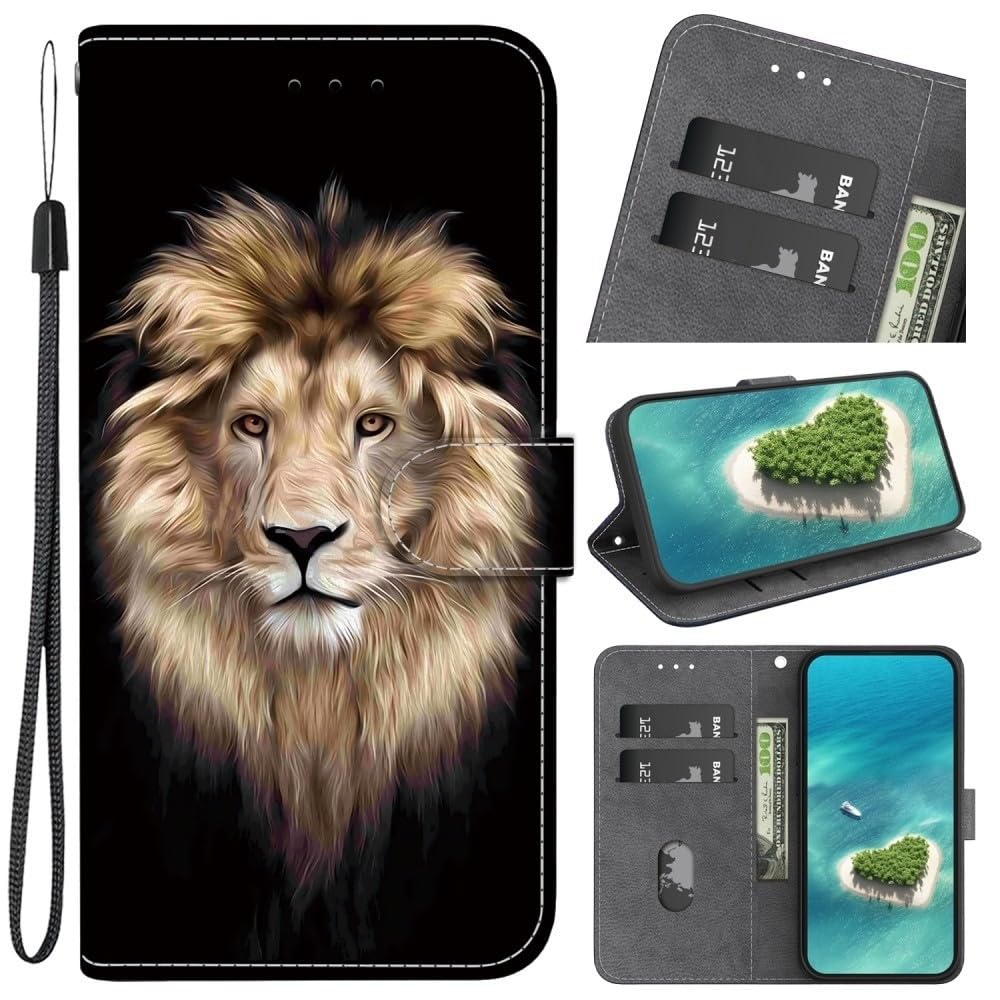 Generic etui kompatybilne z Samsung Galaxy A16 4G / 5G (wzór: lew) stojak etui z klapką na tył telefonu z klapką