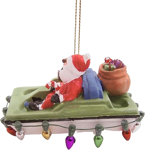 Miniatura 3 de Papá Noel de remo para navegar con renos y regalos, decoración de Navidad colgante, tema náutico, 3 pulgadas