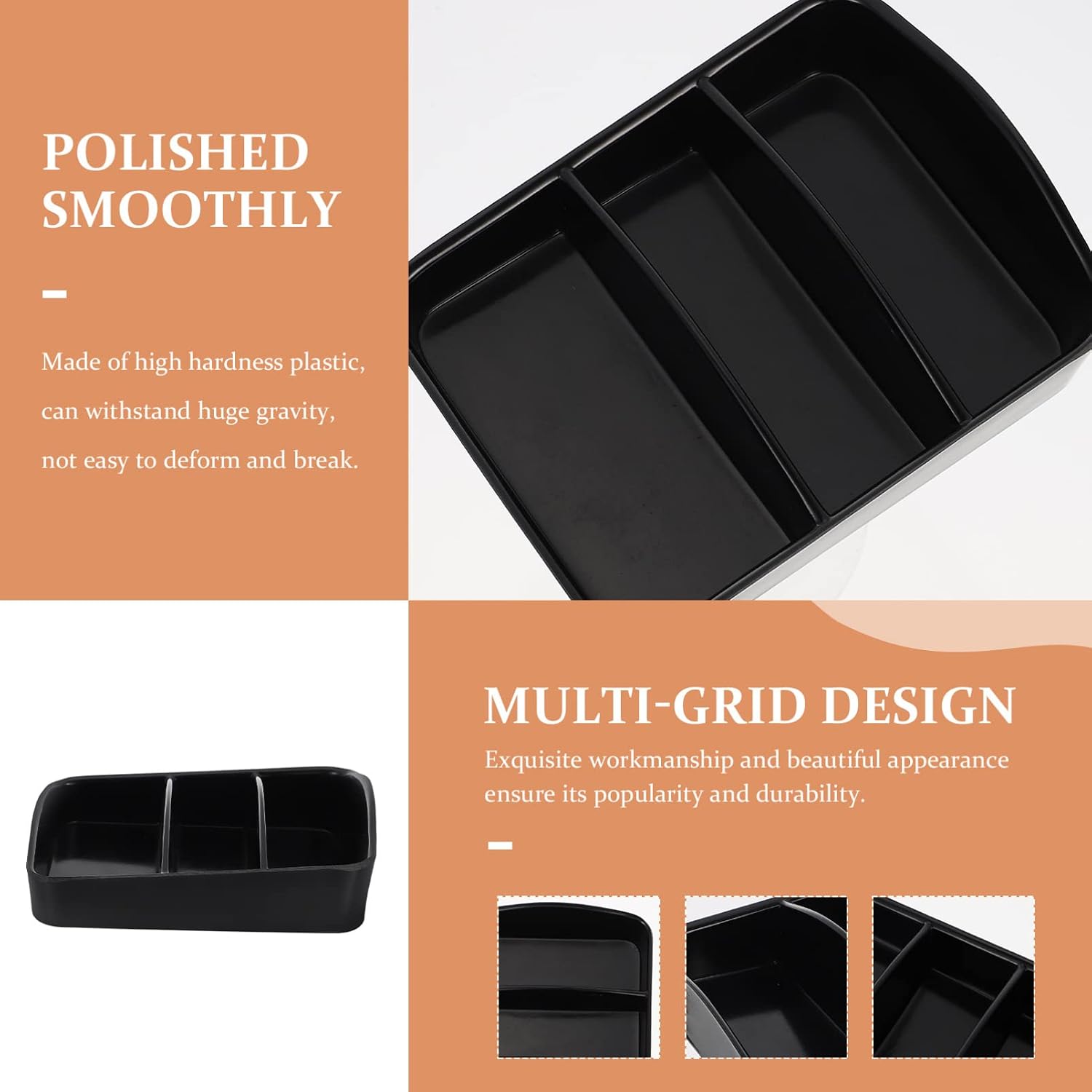 Angoily Tea Box Sugar Packet Holder Coffee Storage Organizer with 3-Grid Design for Kitchen Counter Drawer Multipurpose Tea Bag and Snack Storage Box