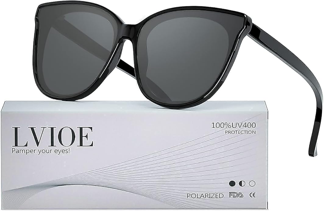 LVIOE Cat Eyes Sunglasses UV400 rated lens filter and block Sunlight reflection glares effectively