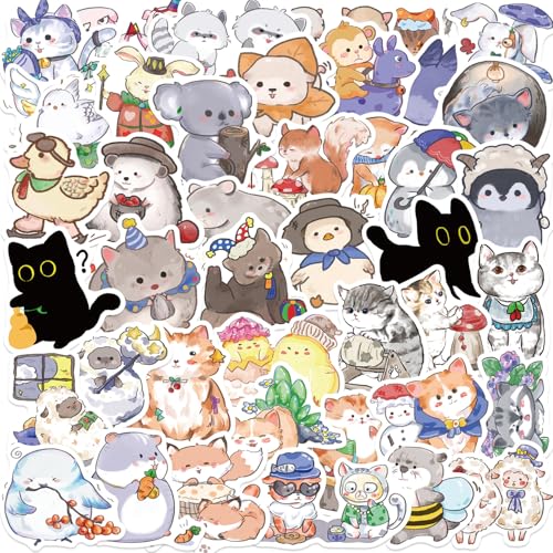 50枚セット カートゥーン アニマル アート ステッカー かわいい アニメ おしゃれ 防水 トレンディ 落書き 漫画 アウトドア DIY スノーボード スーツケース ギター 車 バイク 自転車 水筒 ヘルメット パソコン 携帯 ノート