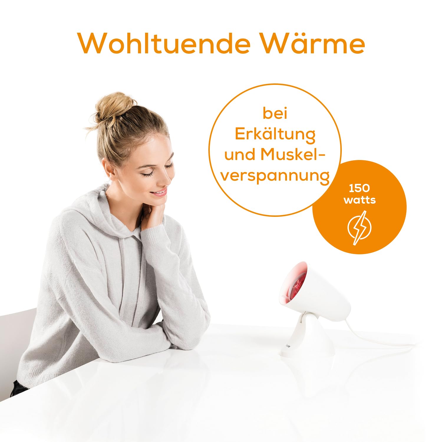 Beurer IL 21 Infrarotlampe, Medizinprodukt mit wohltuender Wärme zur Anwendung bei Erkältung und Muskelverspannungen, 5 Neigungsstufen