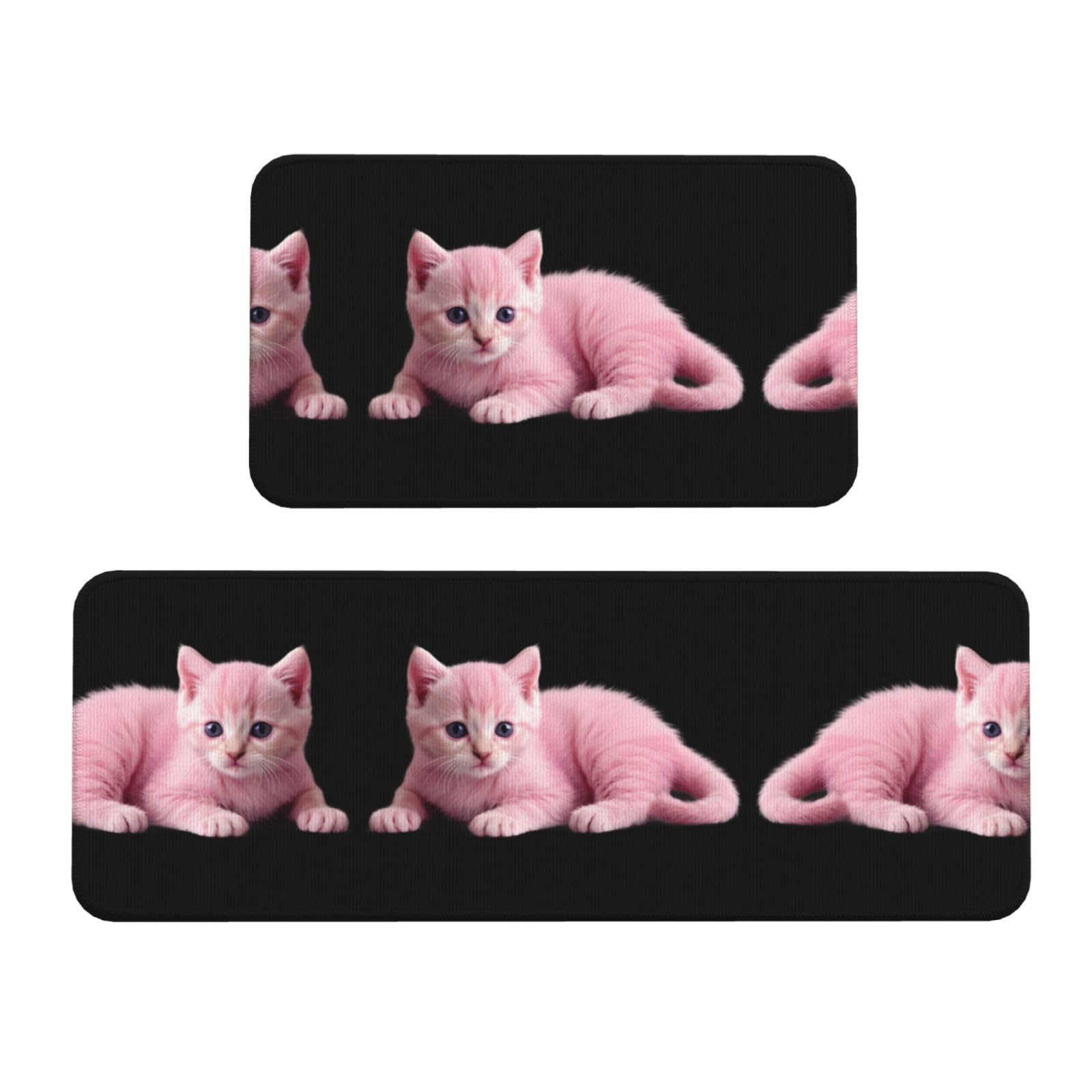Juego de alfombrillas de cocina de gatito rosa cómodo y seguro