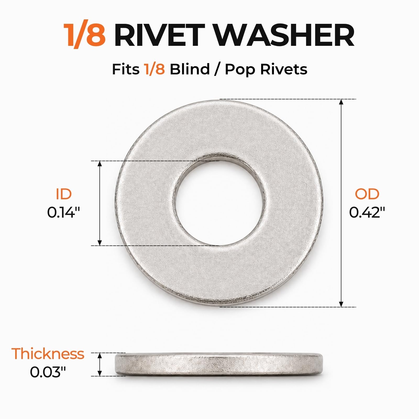Stainless Steel Rivet Washers - 250 Pack -2