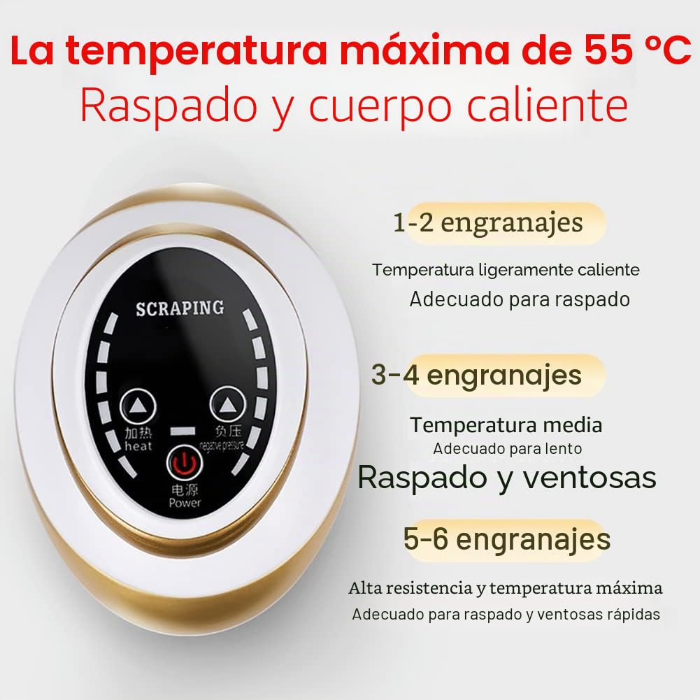 Masajeador Eléctrico Con Ventosas, Masajeador Eléctrico GuaSha De Terapia USB Recargable Con Ventosas