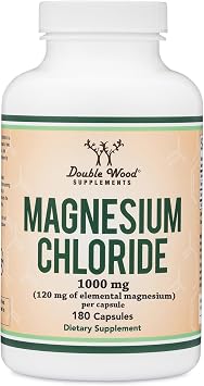 Magnesium Chloride Cloruro De Magnesio - 180 Capsules, 1,000mg Per Serving, Supports Digestive and Bone Health - Non-GMO and Gluten Free by Double Wood Supplements