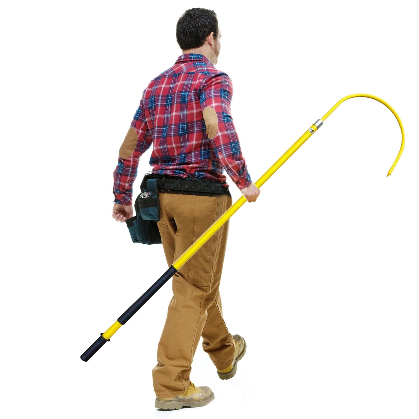 GHHVFEC High Voltage Insulated Rescue Hook - 16.5" Safety Anti-Electrocution Tool, Heavy Duty 6.5ft Emergency Equipment for Safe Electric Rescue Operations, Yellow Color