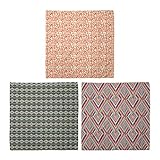 Eigenschaften - Set mit 3 Mustern. Auf allen 4 Seiten genäht. Bandana ist nur Einseitig bedruckt.