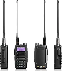 Rádio Comunicação Portátil UV-16, Dual Band VHF/UHF, 128 Canais, Bateria 1800mAh, Carregamento Type-C, Lanterna, FM, Inclui Fone de Ouvido - Para Segurança, Construção e Emergências