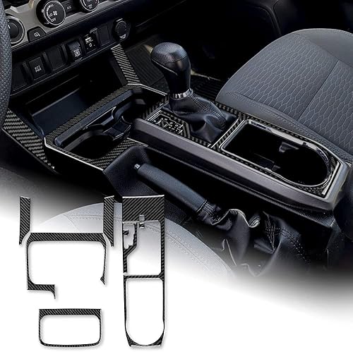 AIRSPEED Adhesivo de fibra de carbono para panel de palanca de cambios de automóvil, ajuste interior, compatible con accesorios Toyota Tacoma