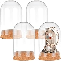 PHPandaHall 4pcs Cloche Bell Jar Glass Dome with Cork Base - 2.56x4.3in Display Case for Flowers, Crafts, Home Decor & Party Favors