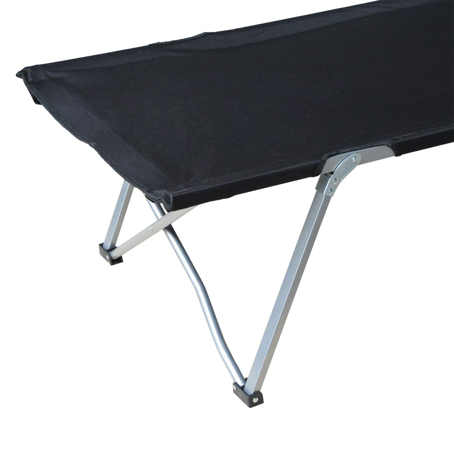 Outsunny Cama de Camping Plegable Cama de Acampada de Tela Oxford 600D con Marco Metálico Carga 136 kg para Playa Senderismo 193x64x40 cm Negro