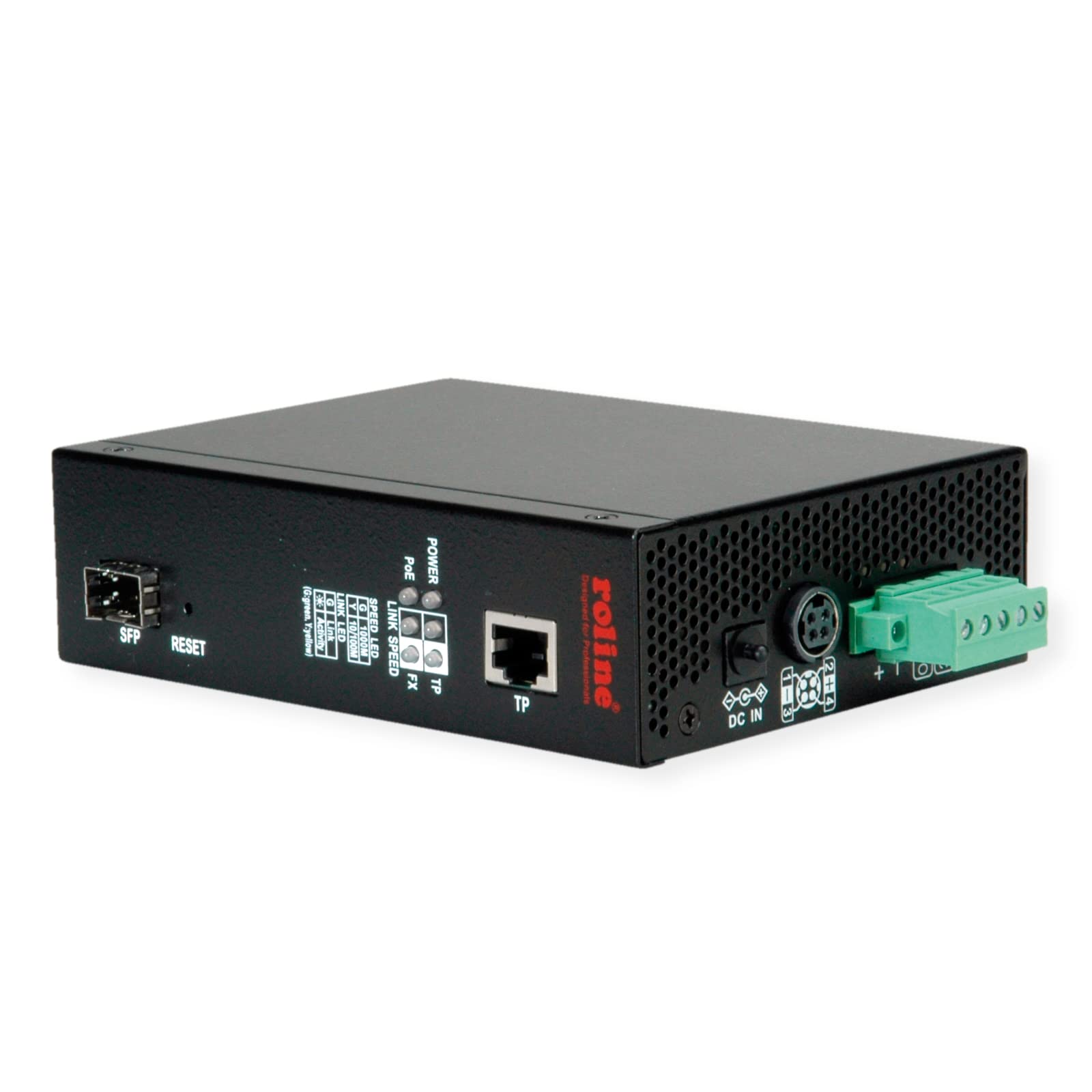 ROLINE Convertisseur Industriel Gigabit Ethernet - Fibre Dual Speed 100/1000, avec Fonction PoE