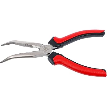 Kraftmann 338 Long Nose Pliers Bent Black/Red/Silver 200 mm