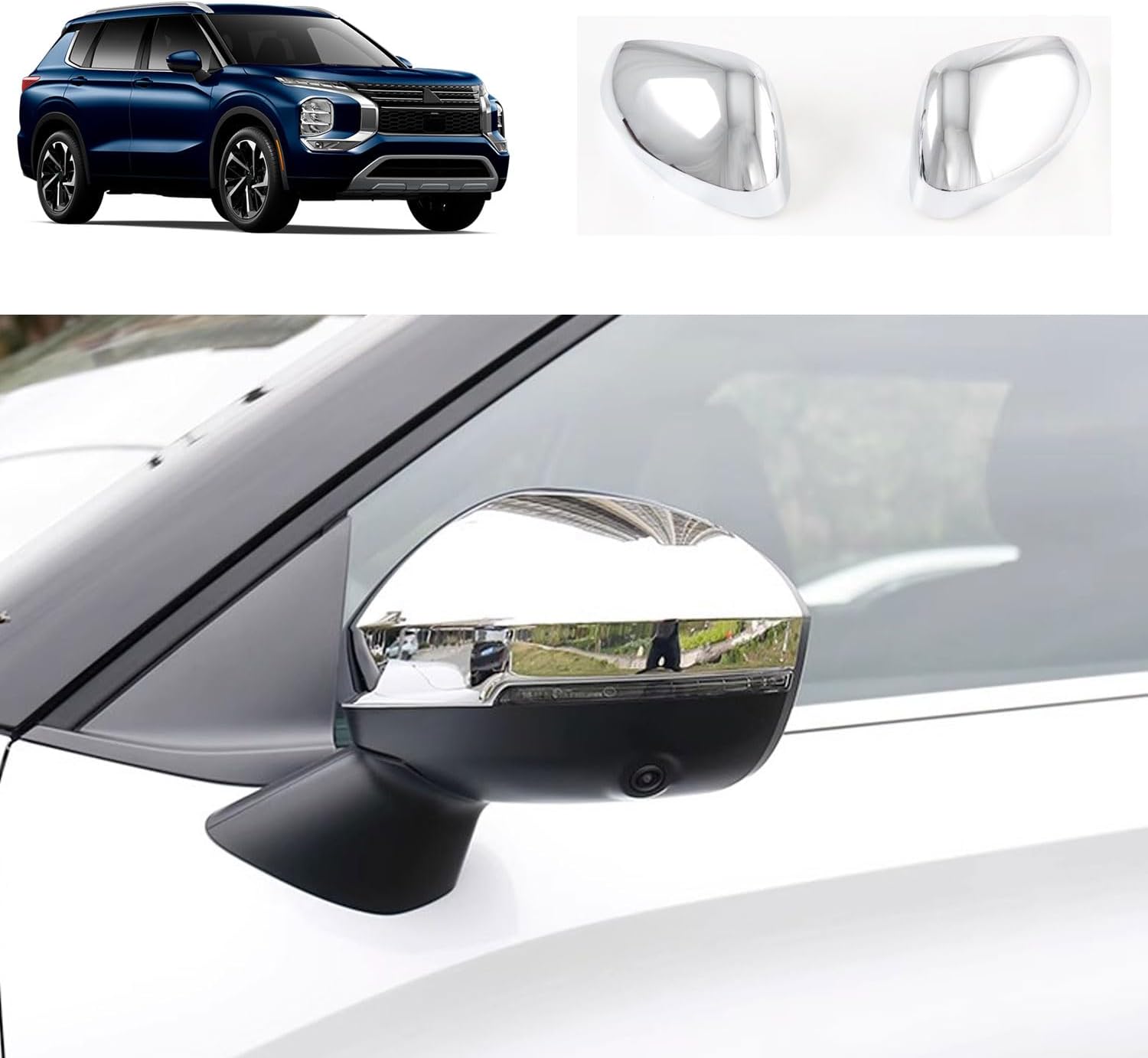 Side Door View Mirror Cover Trim Fit for Mitsubishi New Outlander 2022 2023 2024 2025，Car Accessories 2pcs ABS（Glossy Chrome Style）