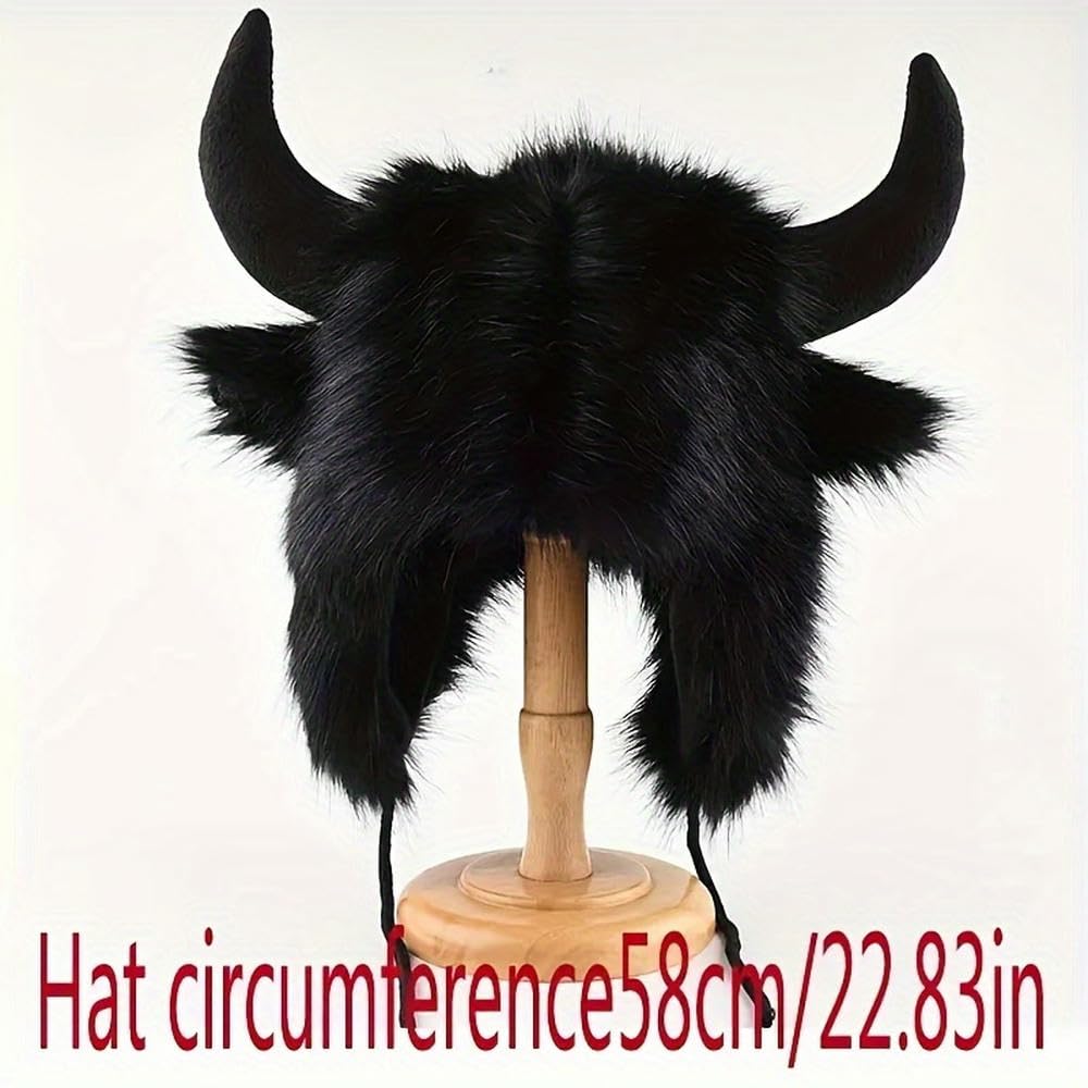 NYSDM Bull Horns Beanie - Przytulna dzianinowa czapka pilota zimowa typu kominiarka z oddychającą i ocieplającą uszy konstrukcją, elastyczna, dla mężczyzn i kobiet
