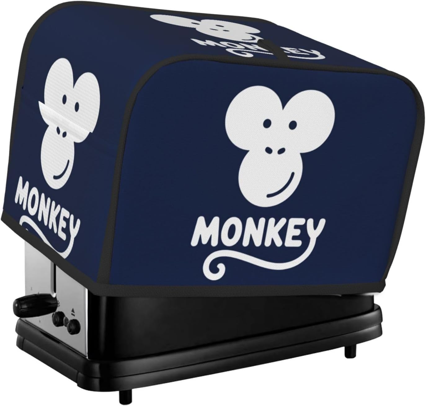 Funny Monkey Face Toaster Cover 2 Slice Wide Slot - Waterproof Small Kitchen Appliance Covers for Kitchen Counter - Reusable 2 Slice Toaster Cover with Top Handle & Side Pockets, Washable