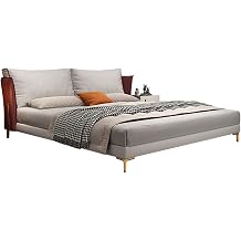 Modern Leather Queen Size Platform Bed Ergonomic Upholstered Headboard with Heavy Duty Wooden Slat Support Noise-Free