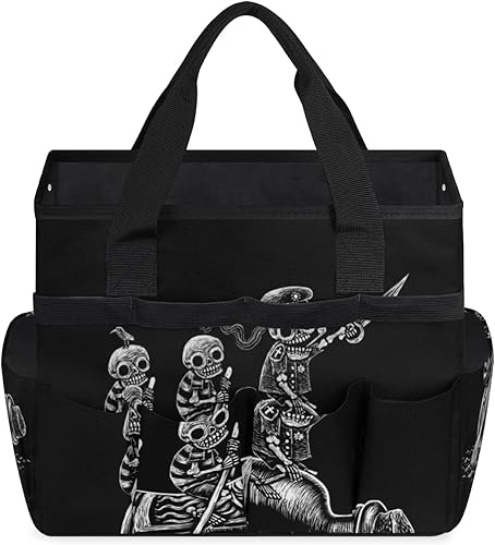 Miniatura 2 de Creative Skeletons Pattern Garden Tool Tote Bag for Women Men Gardening Tool Storage Bags with 10 Pockets Standable Garden Home Tool Kits Organizer