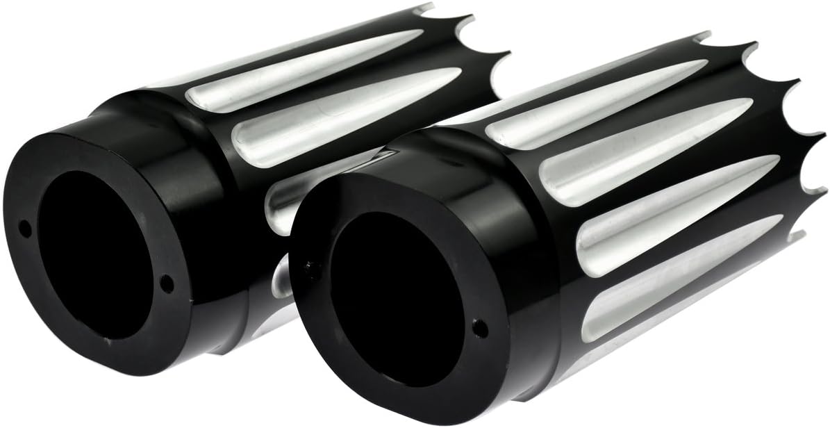 Upper Fork Slider Boots Covers Fork Boot Slider Protective Shells Compatible with Harley Touring Street Glide Road Glide Electra Glide Road King Trike 1980-2024 Black and Chrome 2 Pcs