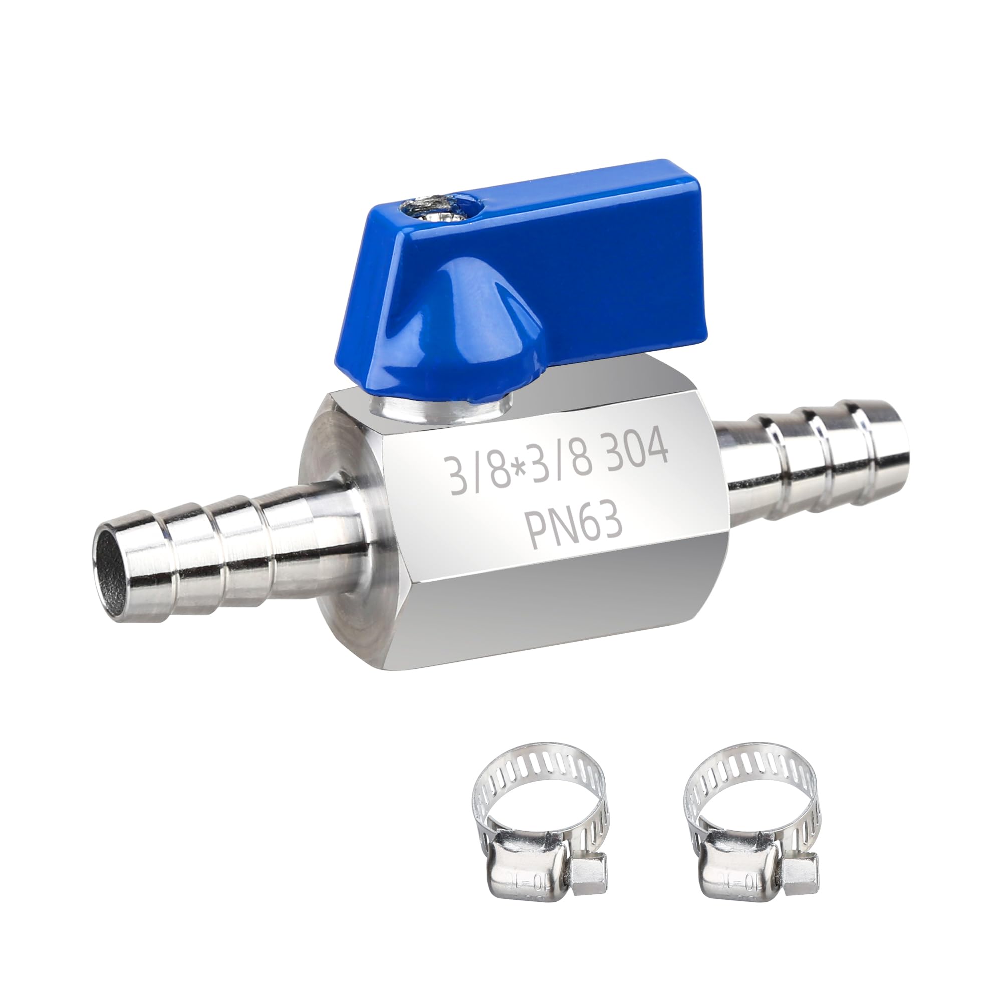Vanne d'arrêt cannelée de 0,95 cm, robinet à boisseau sphérique en acier inoxydable 304 véritable avec 2 colliers de serrage, raccord d'arrêt d'irrigation d'eau et d'air pour tondeuse à gazon
