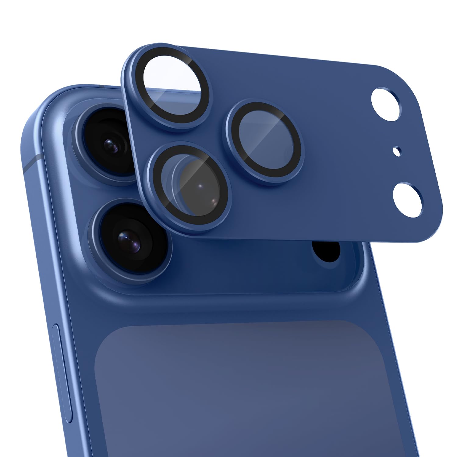 Hohotoon 対応 iPhone17 Pro max用 カメラ保護フィルム アイフォン17 プロマックス カメラフィルム & いphone17Pro max用 レンズカバー、宇宙航空材料 アルミ合金+9H強化ガラス、耐衝撃 、極薄 一体型 、 AR高透過率、 露出オーバー防止、粘着性強い、簡単貼り付け 、スマートフォンカメラガード（ブルー）
