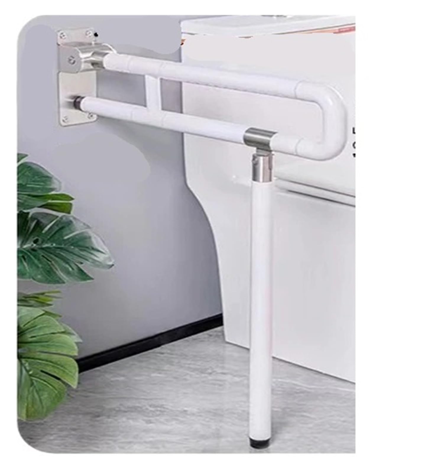 Padgcnor White Folding Bathroom Toilet Grab Rail Folding Stainless Steel Toilet Safety Handrail Wall Mounted Luminous Bathroom For Elderly Disabled(White)