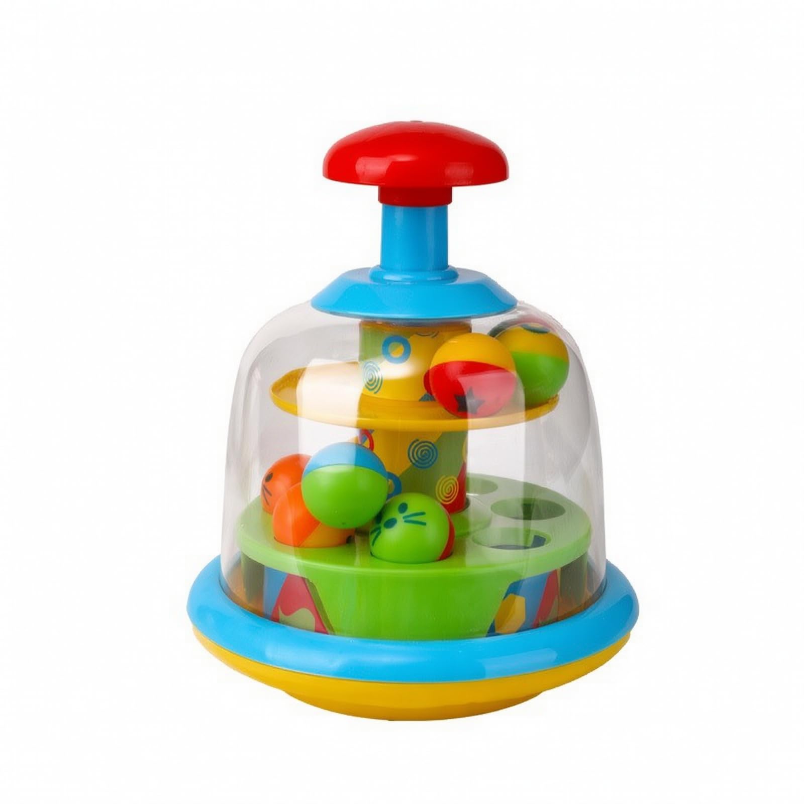 kowaku Giocattolo a Pressione con Palline Educativo Giocattolo Causa-Effetto Colorato Gioco con Cupola Trasparente per Neonati