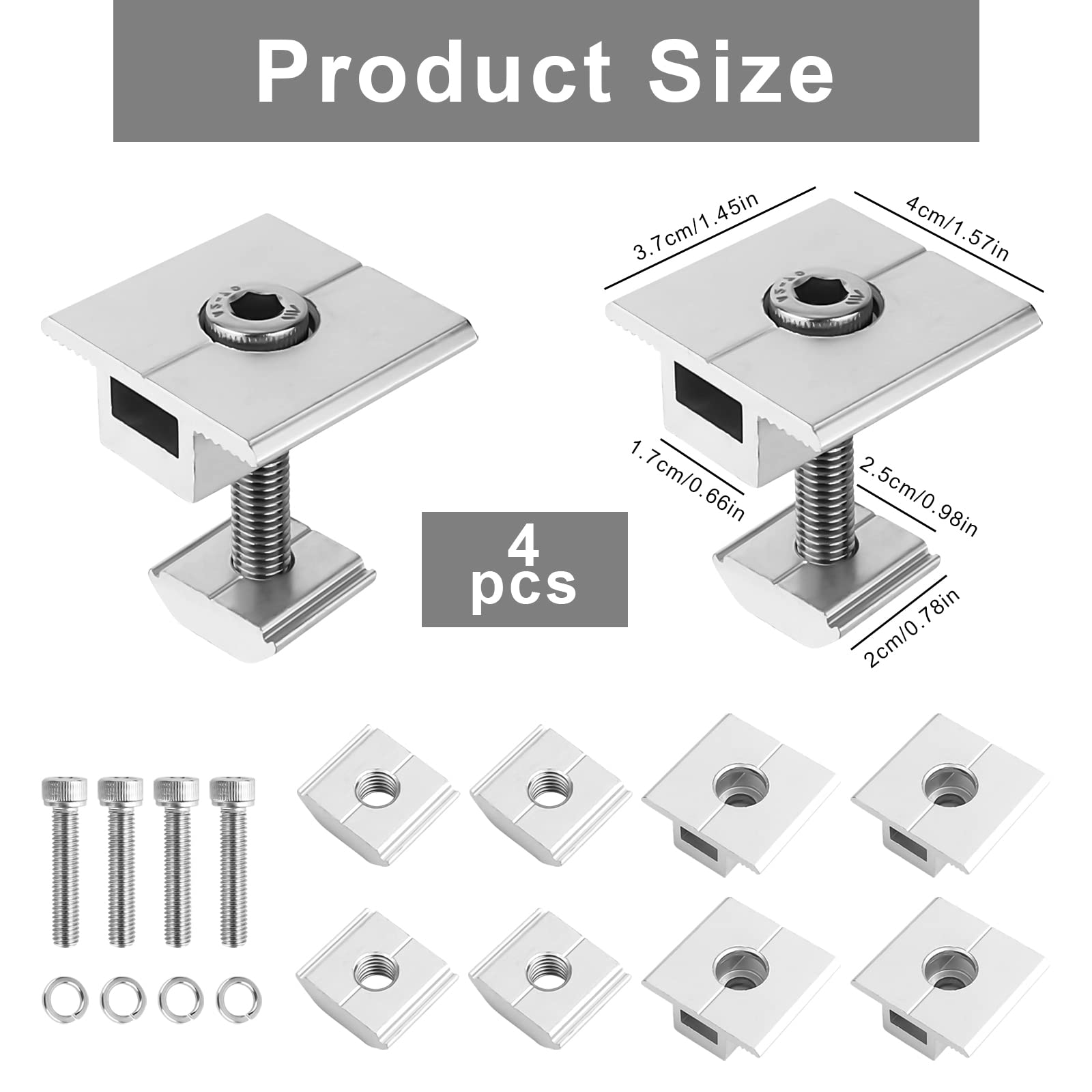 USTNIR Supports Montage Panneau Solaire Alliage Aluminium - Lot De 4 Pinces Centrales Pour Toit Trapézoïdal