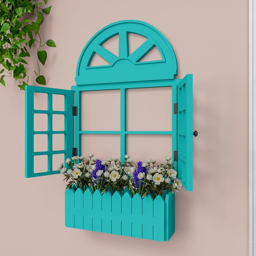 JL Home Decor Quirky Vinatge Window Frame Wooden Jharokha Wall Decor Garden Plant Display for Hanging Plant Pots Holder Indoor Living Room (Turquoise) (B0CFFP2Q4M) Amazon Price History, Amazon Price Tracker