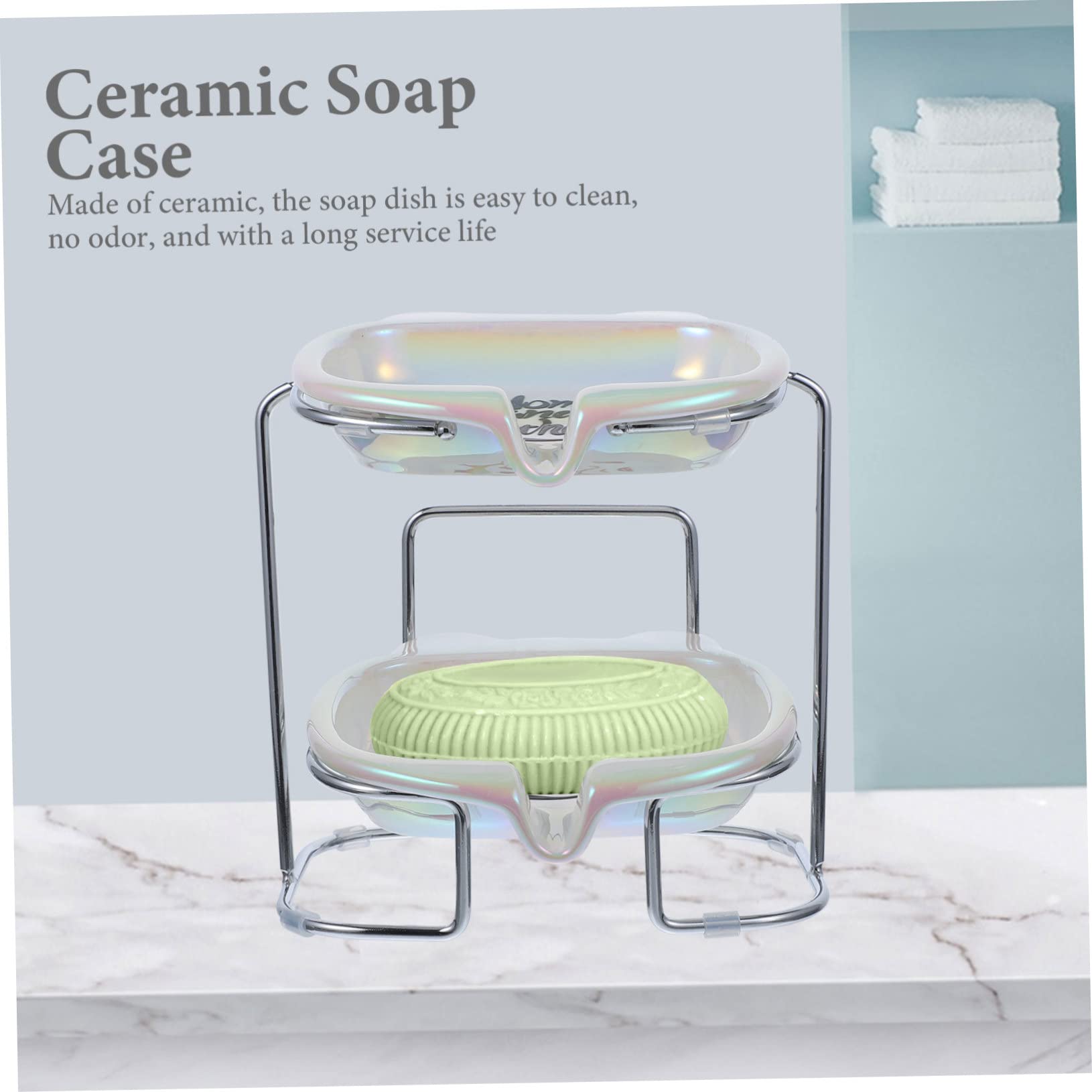 WOONEKY 1satz Keramik Seifenschale Mit Ablauflöchern Niedliches Bärenkopf Design Für Badezimmer Küche Und Öffentliche Toiletten Leicht Zu Reinigen Und Stabil