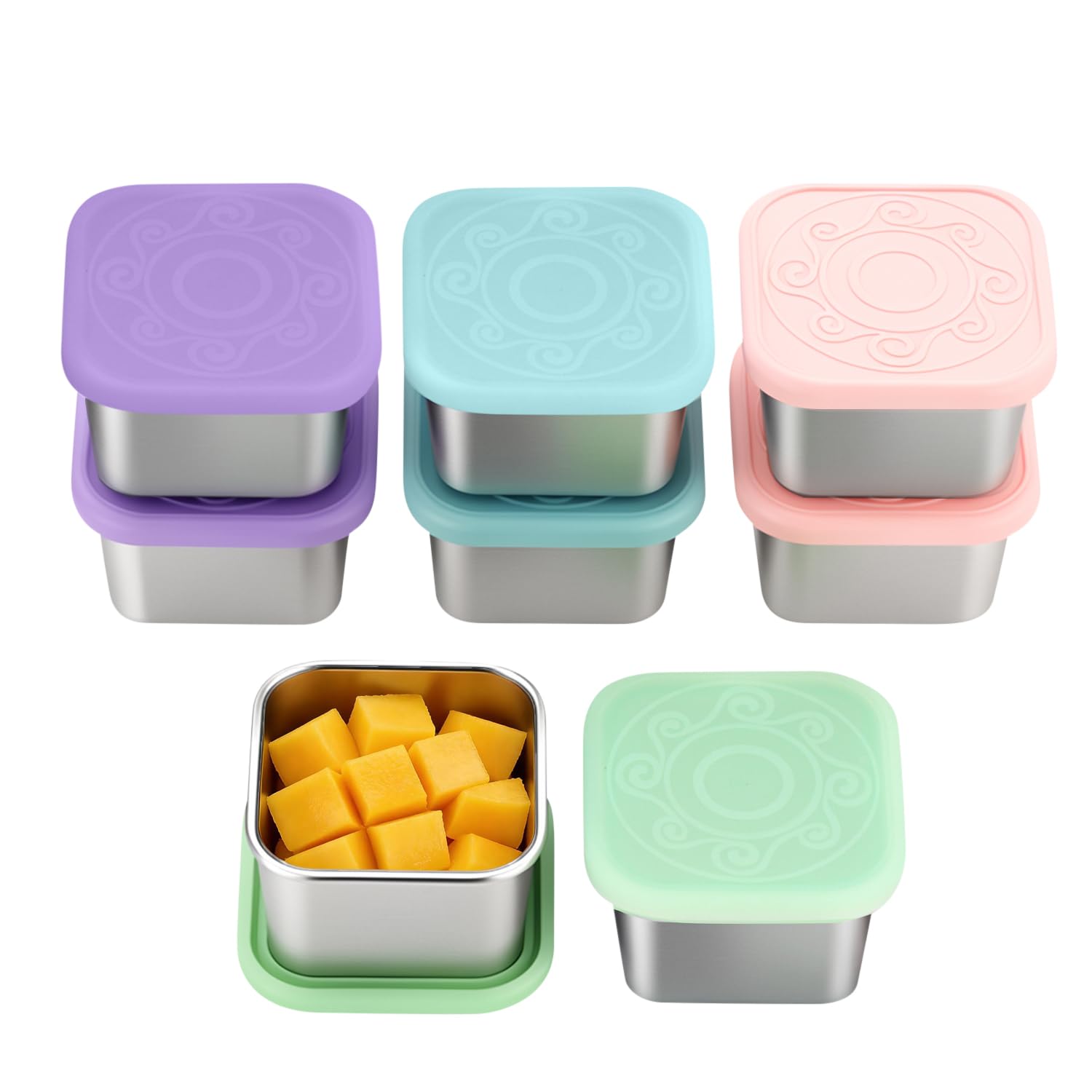 8 Pack Stainless Steel Snack Containers for Kids, 6oz Snack Box with Silicone Lids,Stackable Portable Small Food Storage Container for Picnic,Travel,School,Office,and Daycare-image-29