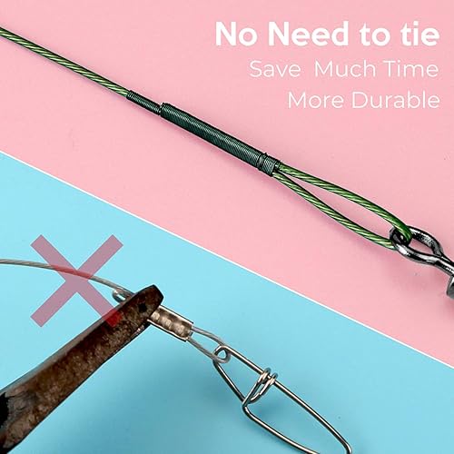 Miniatura 4 de Líderes de Pesca, Línea de Pesca de Alambre de Acero Inoxidable con Conexión Giratorio y Encaje, Kit de Equipo y Accesorios de Pesca para Señuelos,