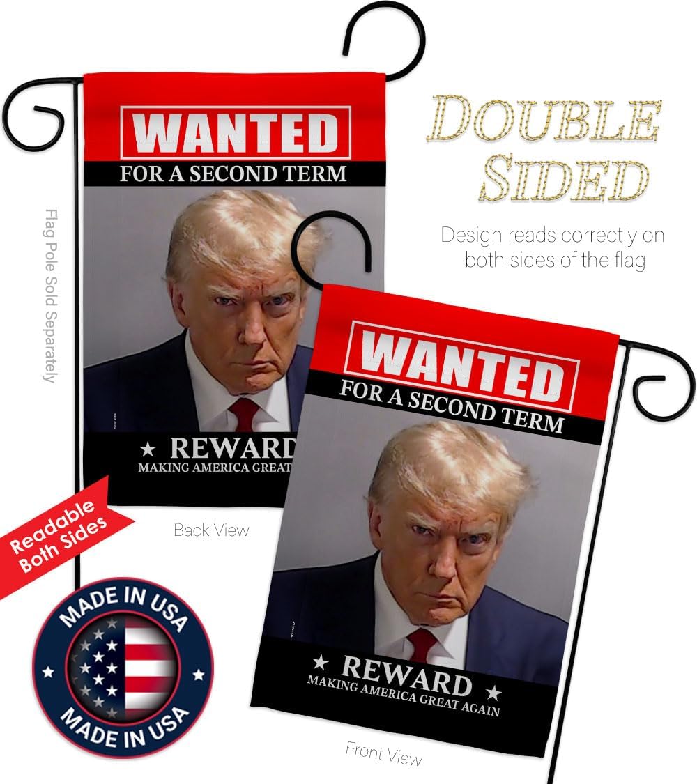 Trump Mugshot Flag Gift Yard Signs Wanted Reward Poster Making America Great Again 2024 President Wall Decor American Banner Pack Patio Porch Lawn Outdoor Decoration Tapestry Gifts For Him Made In USA