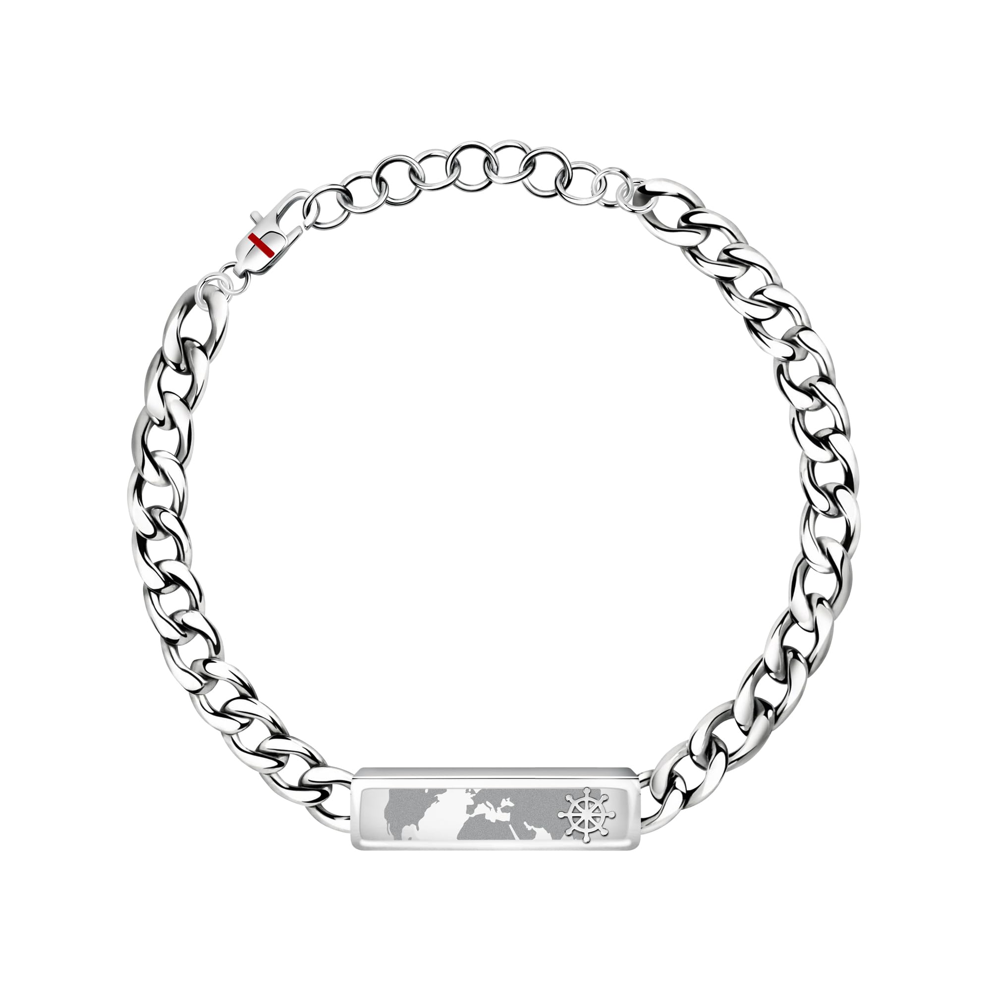 s.Oliver Bracciale da uomo in acciaio inox, 18,5 + 1,5 + 1,5 cm + 1,5 cm, argento, bussola, in scatola regalo per gioielli, 2037998, Senza gemme