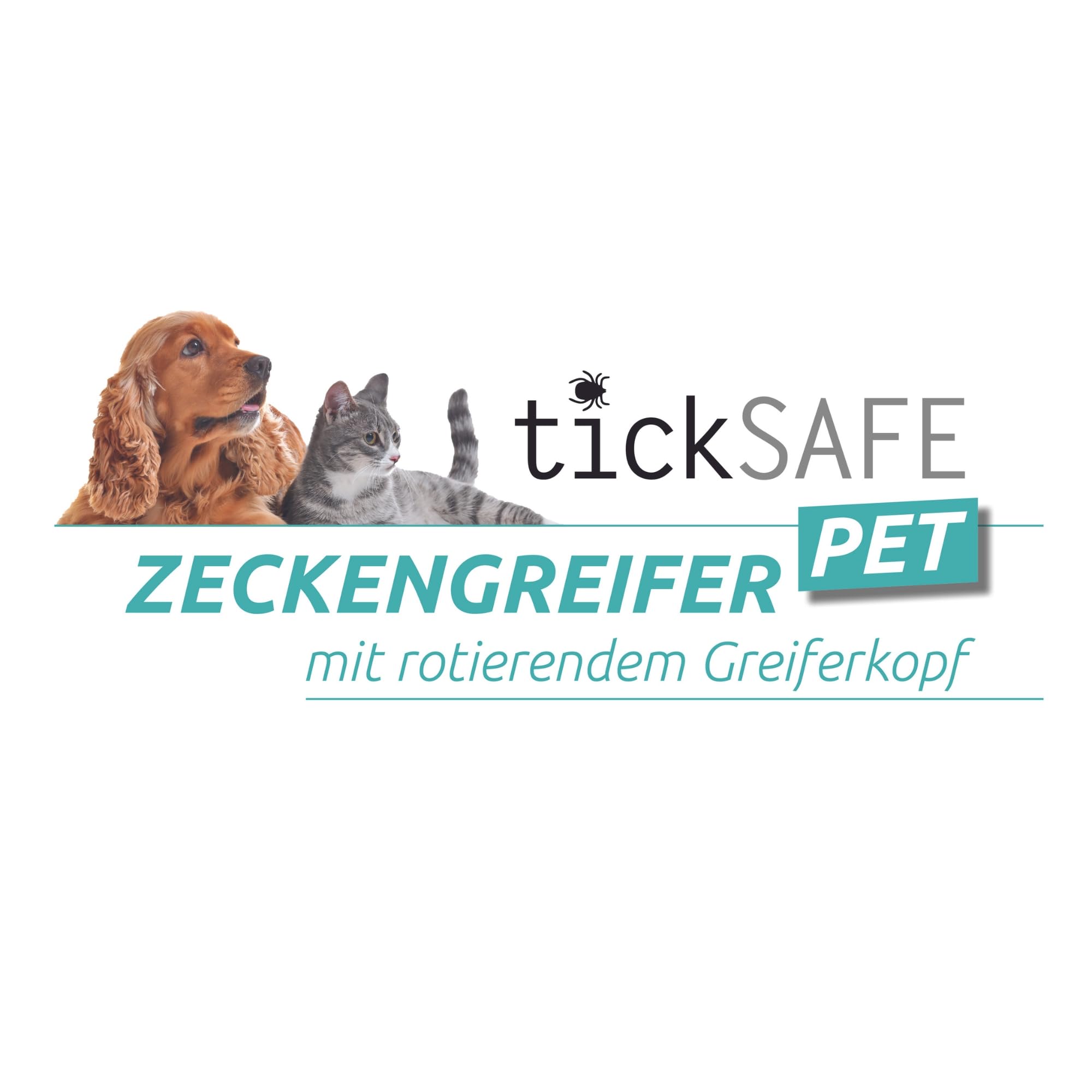 tickSAFE 2 Stück Zeckengreifer Tier mit rotierendem Greiferkopf | Die bessere Alternative zur Zeckenzange - kein Quetschen, Ziehen oder Drücken - einfach schonend rausdrehen