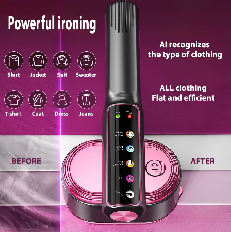 Smart 2-in-1 Steamer & Iron with AI Fabric Sensor – 10s Heat-Up, Self-Cleaning, 5 Modes for Silk/Wool/Cotton, Dual Wet/Dry Use, Portable Travel Clothes Wrinkle Remover