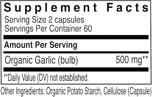 Miniatura 6 de Rejuvenation Therapeutics Ajo orgánico puro  Salud del corazón y apoyo del sistema inmunológico (120 cápsulas veganas)