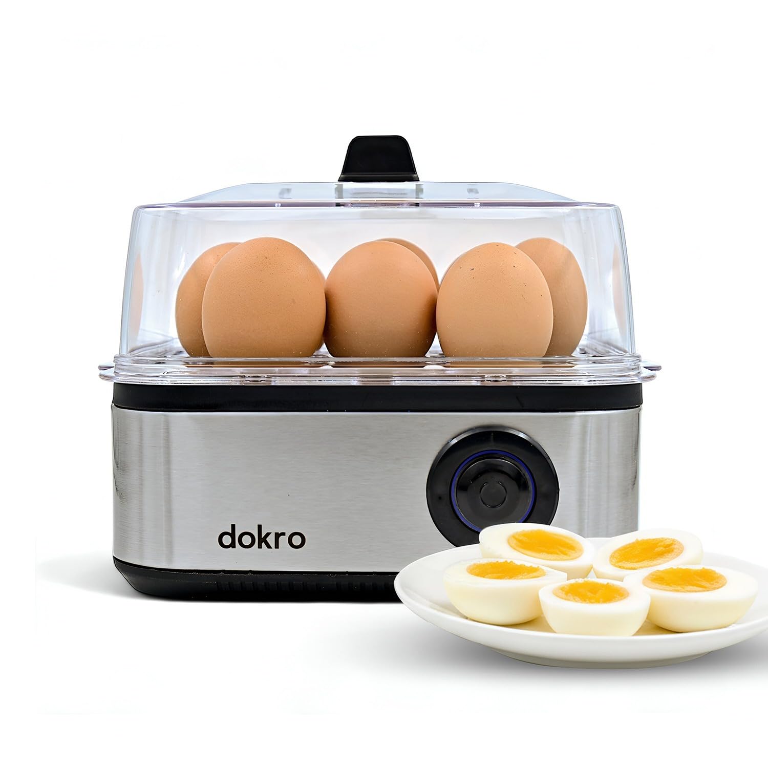 2-in1 Premium Electric Egg Boiler and Poacher(500-Watt), Boil 8 eggs, Poach 4 eggs, Easy to clean| 3 Boiling Modes, Stainless Steel Body and Heating Plate, Automatic Turn-Off(Square)-image-3